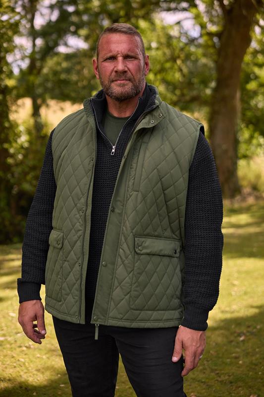 BadRhino Big & Tall Khaki Green Diamond Quilted Gilet