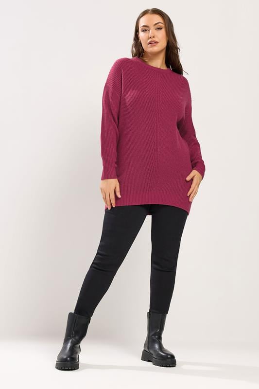YOURS Plus Size Burgundy Red Essential Knitted Jumper 2