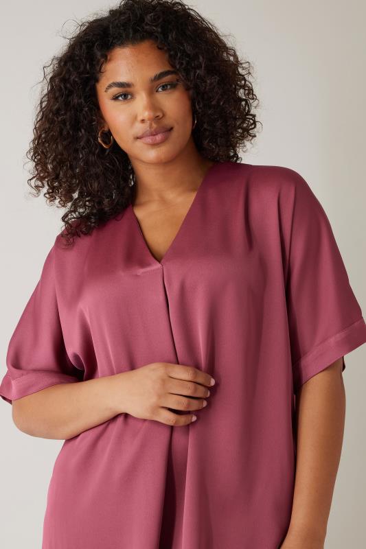 EVANS Plus Size Dusky Pink Pleat Front Blouse | Evans 4