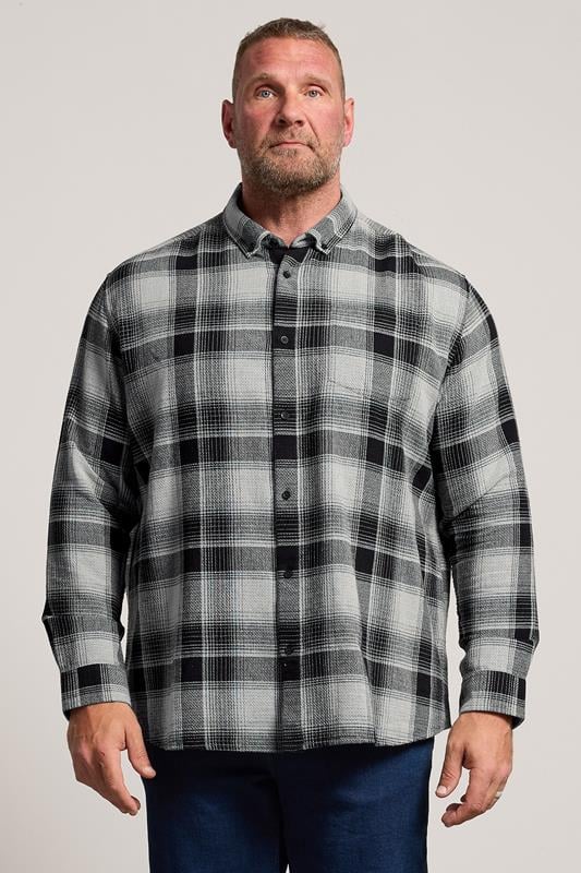 BadRhino Big & Tall Black Check Long Sleeve Shirt | BadRhino 1
