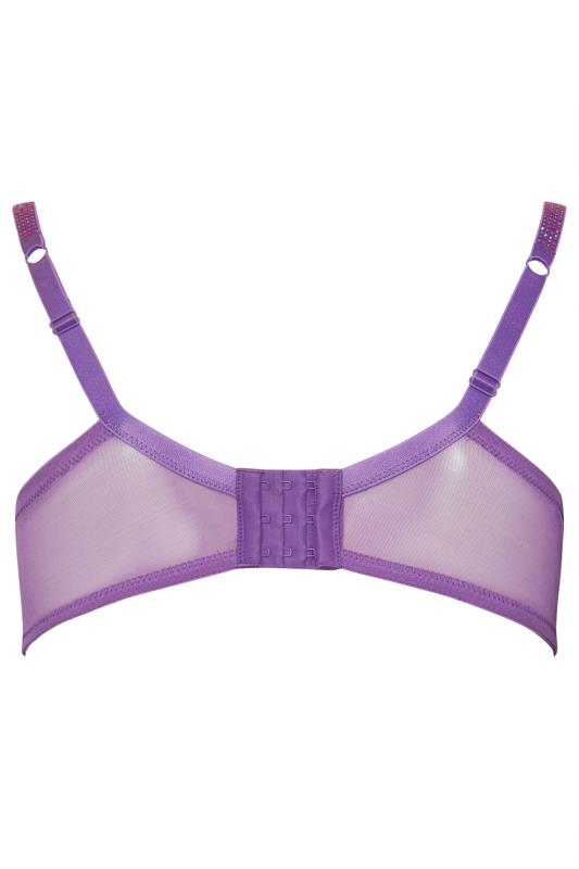 YOURS Plus Size Purple Diamante Strap Padded Bra | Yours Clothing 7