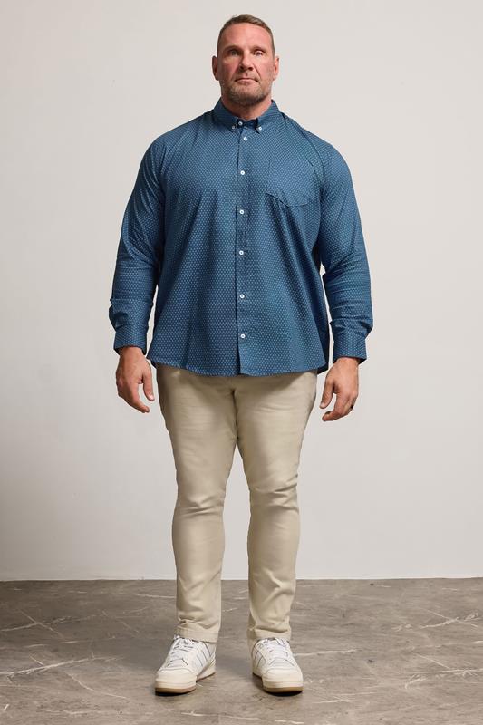 BadRhino Big & Tall Blue Geometric Print Party Shirt | BadRhino 1