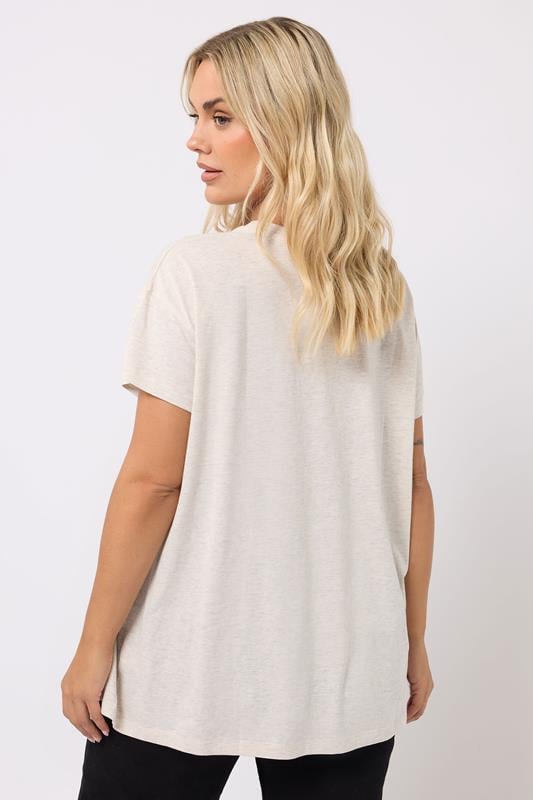 YOURS Plus Size Cream Floral Heart Embroidered T-Shirt | Yours Clothing 2