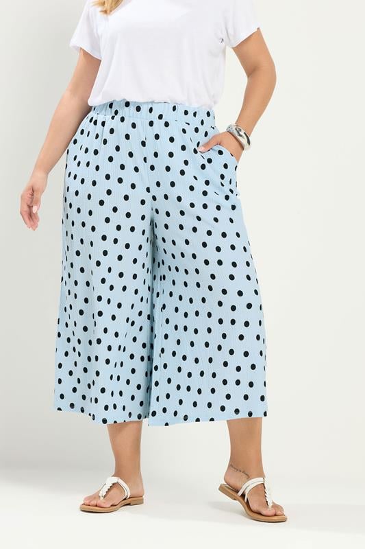  YOURS Curve Light Blue Polka Dot Culottes