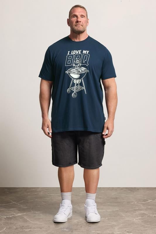 BadRhino Big & Tall Navy Blue Extra Long 'My BBQ' Graphic T-Shirt | BadRhino 1