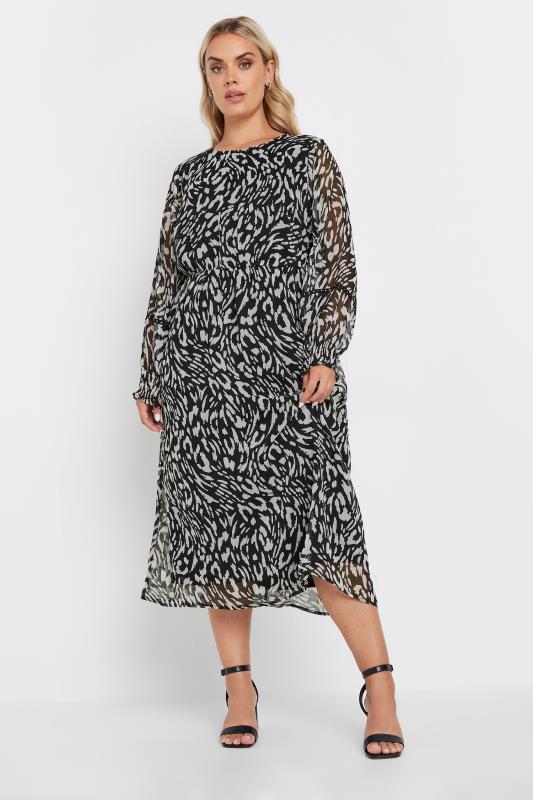 Plus Size  YOURS Curve Black Leopard Print Chiffon Midaxi Dress