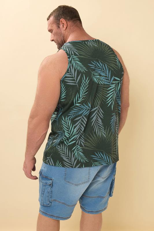 BadRhino Big & Tall Dark Green Leaf Print Vest | BadRhino 4