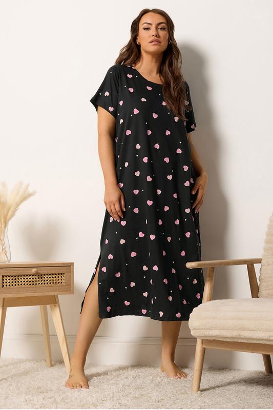  YOURS Curve Black Heart Midaxi Nightdress