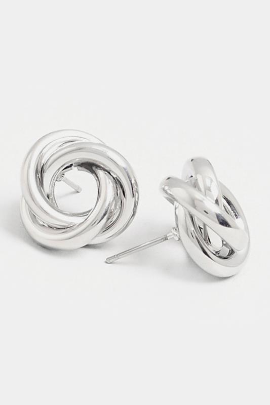 Silver Tone Twist Stud Earrings | Yours Clothing 3