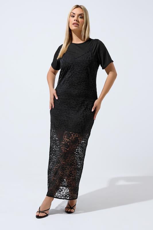  LIMITED COLLECTION Curve Black Lace 2-In-1 Maxi Dress