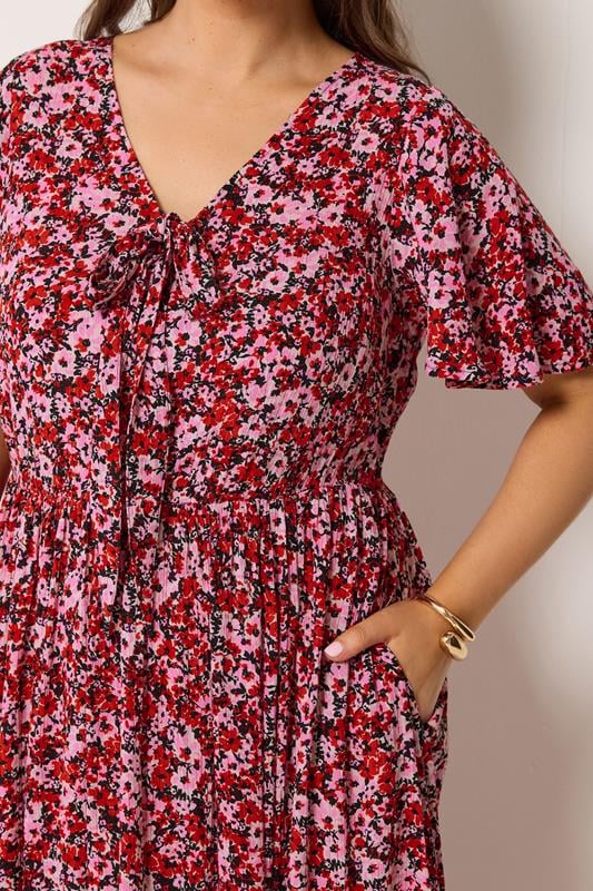 YOURS Plus Size Pink Ditsy Floral Maxi Dress | Yours Clothing 4
