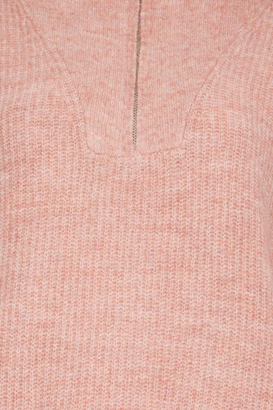 LTS Tall Women's Pink Marl Zip Funnel Neck Jumper | Long Tall Sally 5