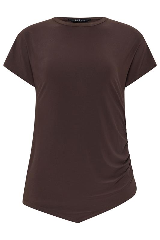 LTS Tall Women's Chocolate Brown Asymmetric Ruched Top | Long Tall Sally 5