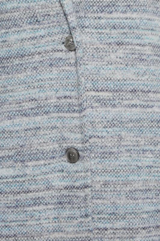YOURS LUXURY Plus Size Blue Marl Button Front Midi Jacket | Yours Clothing 6
