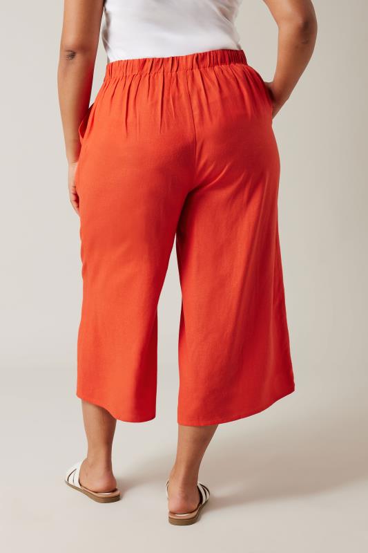 EVANS Plus Size Rust Orange Linen Culottes | Evans  3