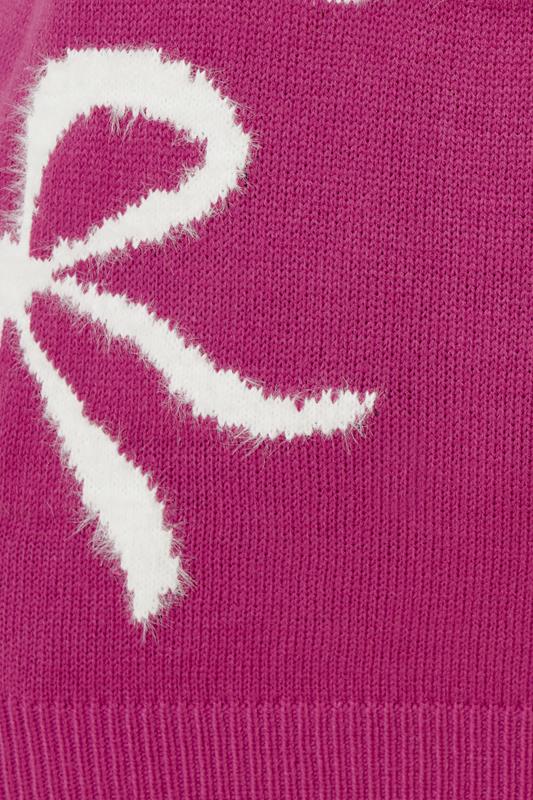 YOURS Plus Size Pink Fluffy Bow Knitted Jumper | Yours Clothing 4