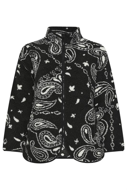 YOURS Plus Size Black Paisley Print Teddy Fleece Jacket | Yours Clothing 6
