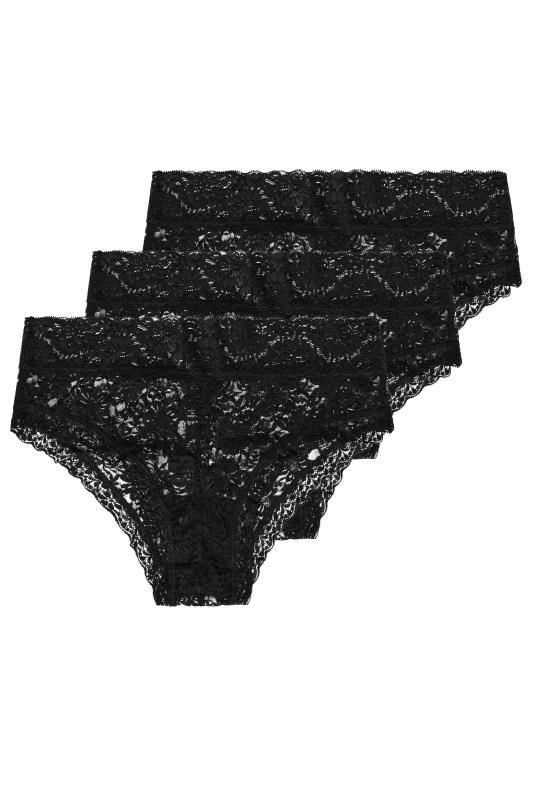 YOURS Plus Size 3 PACK Black Lace Brazilian Briefs | Yours Clothing  5