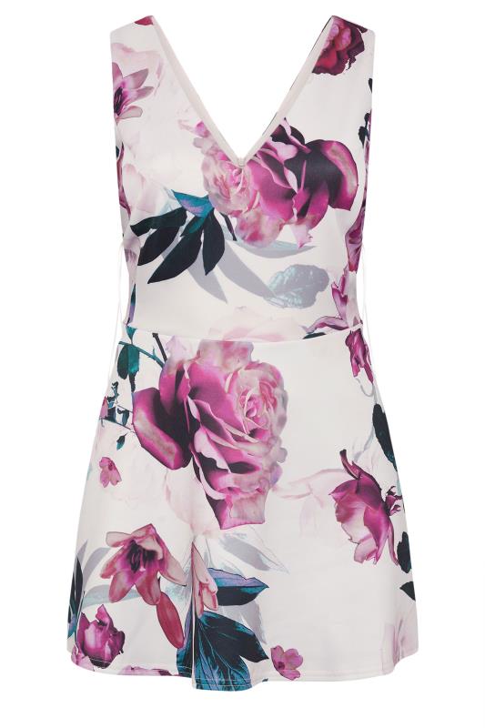 YOURS LONDON Plus Size Pink Floral Print Peplum Top | Yours Clothing 5