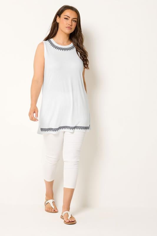 YOURS Plus Size White Embroidered Vest | Yours Clothing 1