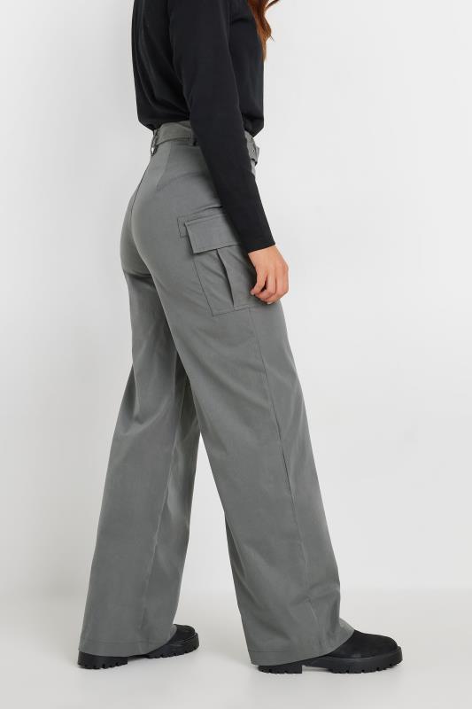 LTS Tall Women's Grey Belted Wide Leg Cargo Trousers | Long Tall Sally 3