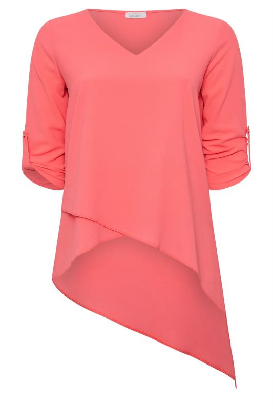 YOURS LONDON Plus Size Pink Asymmetric Hem Blouse | Yours Clothing 5