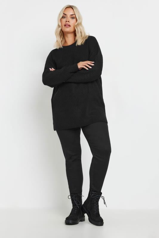 YOURS Plus Size 2 PACK Black & Blue Essential Knitted Jumpers | Yours Clothing  3