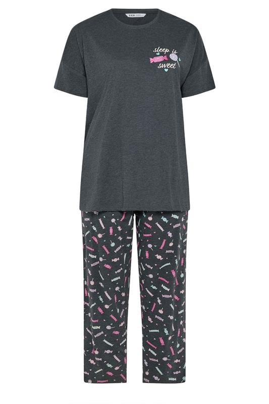 YOURS Plus Size Grey 'Sleep Is Sweet' Wide Leg Pyjama Set | Yours Clothing 5