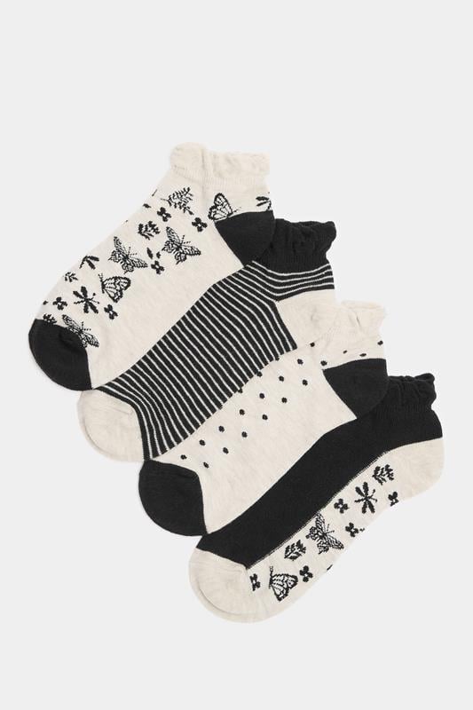 YOURSET 4 PACK Plus Size Black Butterfly Liner Socks | Yours Clothing 1