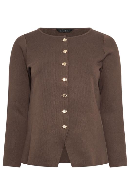 LIMITED COLLECTION Plus Size Chocolate Brown Long Sleeve Knitted Top | Yours Clothing 6