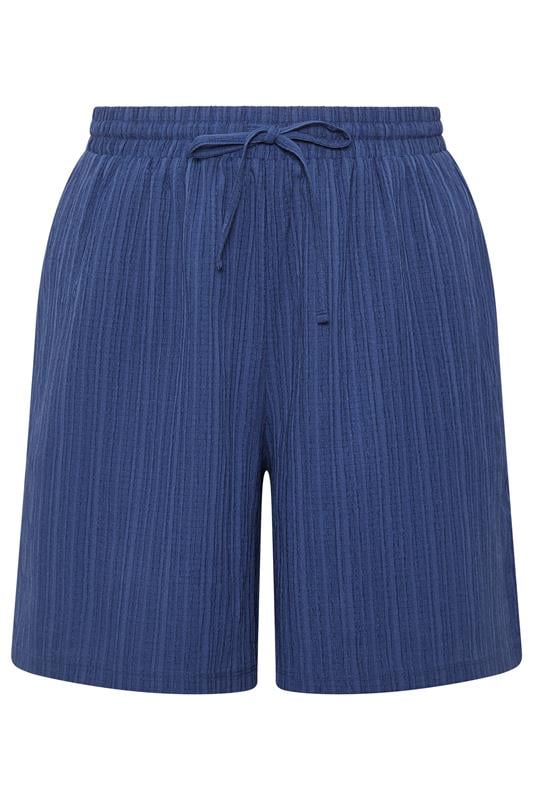 YOURS Plus Size Denim Blue Textured Woven Shorts | Yours Clothing 5