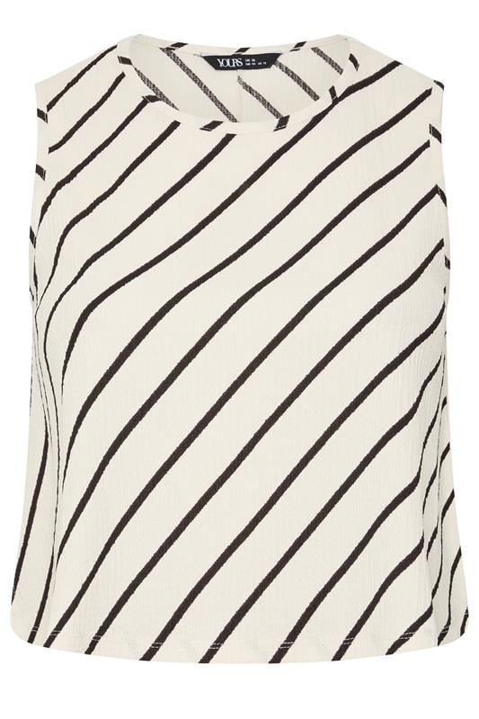 YOURS Plus Size Cream Stripe Vest Top | Yours Clothing 1
