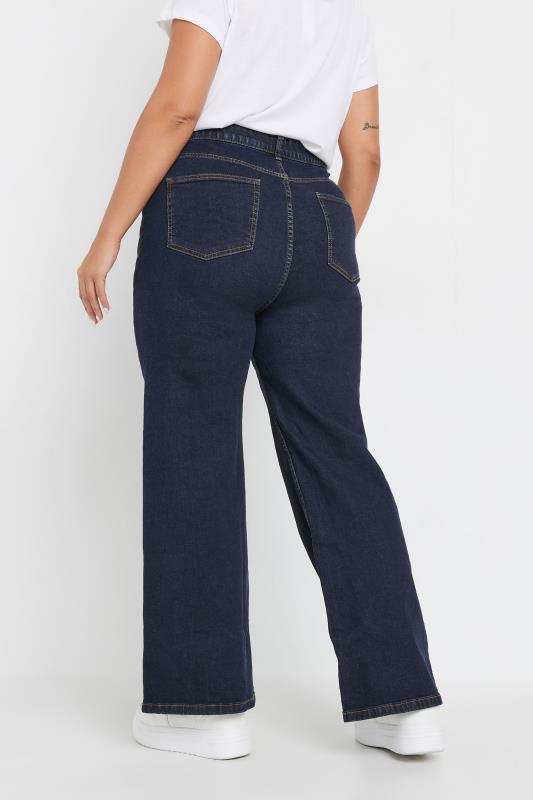 YOURS Plus Size Indigo Blue Wide Leg Denim Jeans | Yours Clothing  3