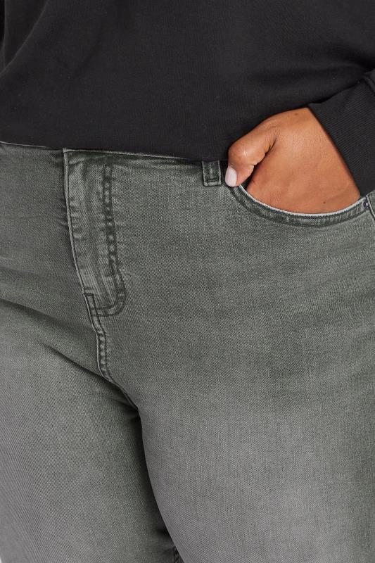 YOURS Plus Size Grey Wide Leg Turn Up Jeans | Yours Clothing  4