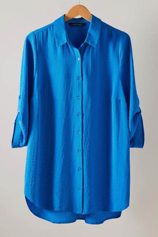 EVANS Plus Size Blue Tab Sleeve Shirt | Evans  5