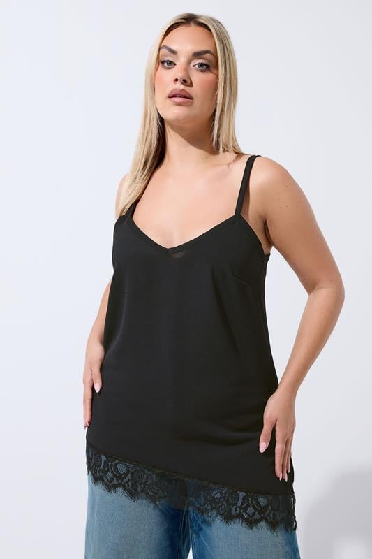 LIMITED COLLECTION Plus Size Black Asymmetric Vest Top | Yours Clothing 1