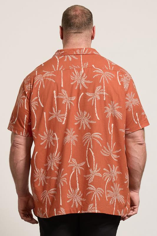 BadRhino Big & Tall Clay Orange Palm Tree Print Short Sleeve Shirt | BadRhino 4