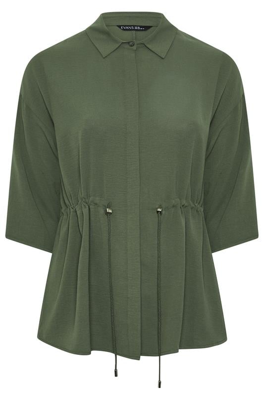EVANS Plus Size Khaki Green Collared Shacket | Evans  6