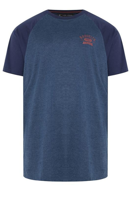 KAM Big & Tall Navy Blue Raglan Graphic Print T-Shirt | BadRhino 1