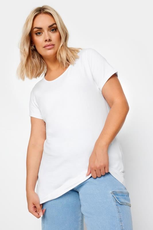 Plus Size Basic T-Shirts & Vests YOURS Curve White Longline T-Shirt