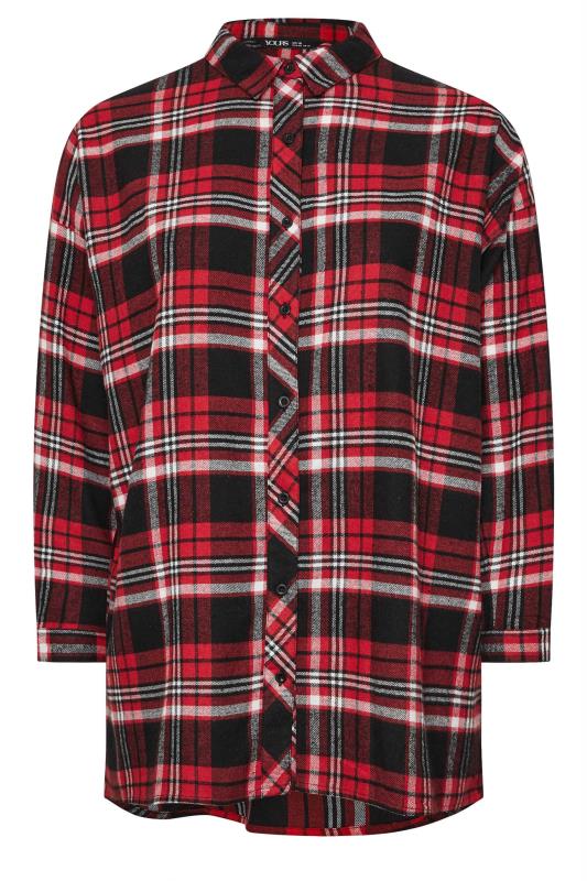 YOURS Plus Size Red Check Print Oversized Shirt | Yours Clothing 5