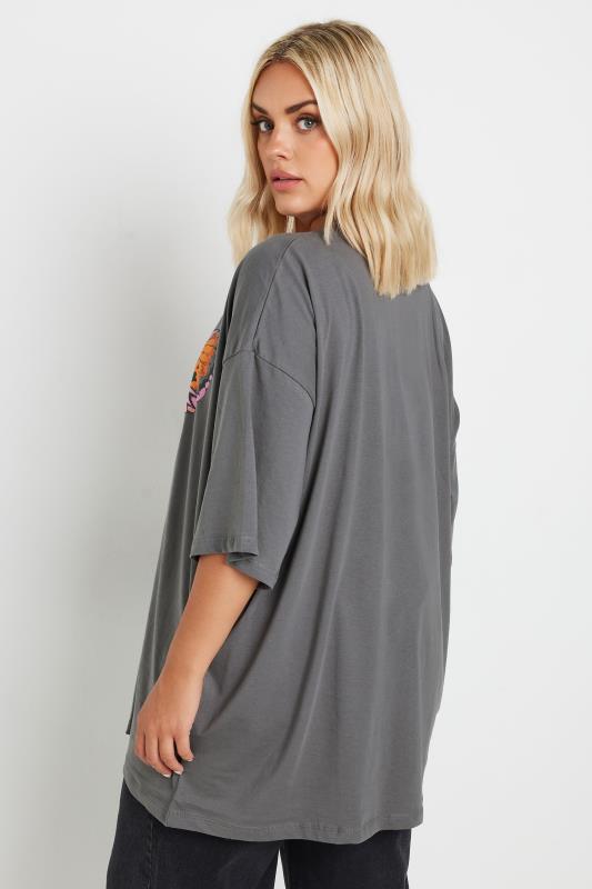 YOURS Plus Size Grey 'Free Spirit' Slogan Oversized T-Shirt | Yours Clothing 4