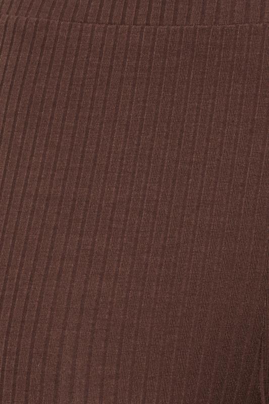 YOURS Plus Size Chocolate Brown Ribbed Leggings | Yours Clothing 4