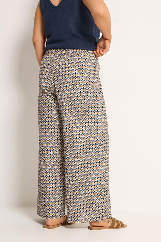 YOURS Plus Size Natural Brown Geometric Textured Wide Leg Trousers | Yours Clothing 2
