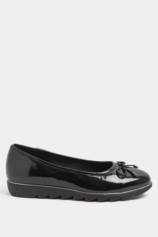 Black Patent Ballet Pumps In Wide E Fit | Yours Clothing 4