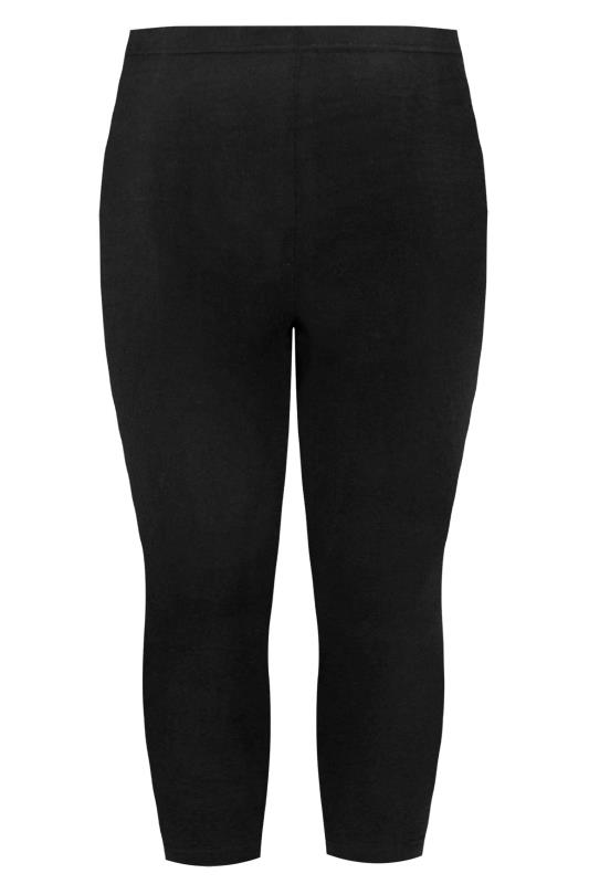2 PACK Plus Size Black Stretch Cropped Leggings | Yours Clothing 5
