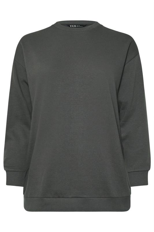 YOURS Plus Size Charcoal Grey Crew Neck Sweatshirt | Yours Clothing 5