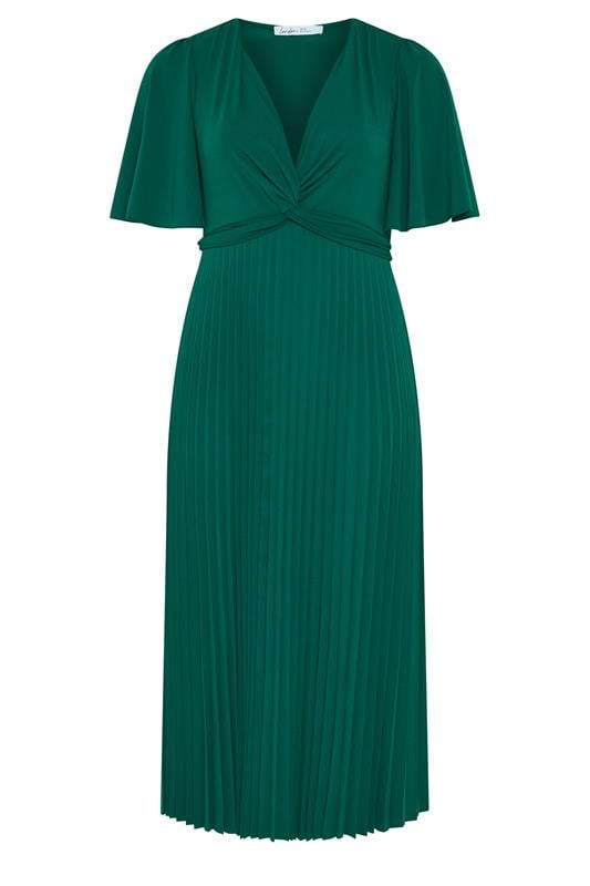 YOURS LONDON Plus Size Emerald Green Knot Pleated Maxi Dress | Yours Clothing 5