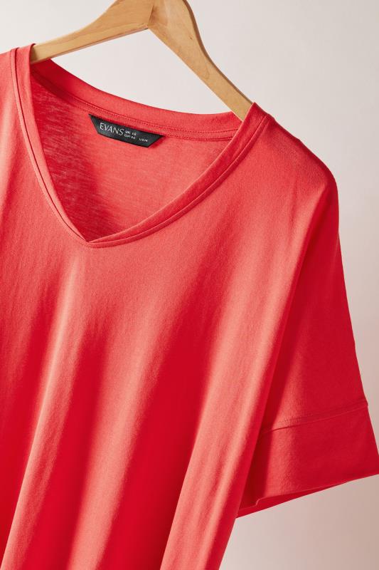 EVANS Plus Size Red V-Neck Modal Rich T-Shirt | Evans 7