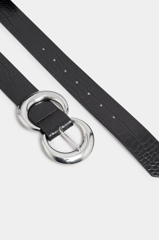 Black Croc Double Hoop Belt | Yours Clothing  3